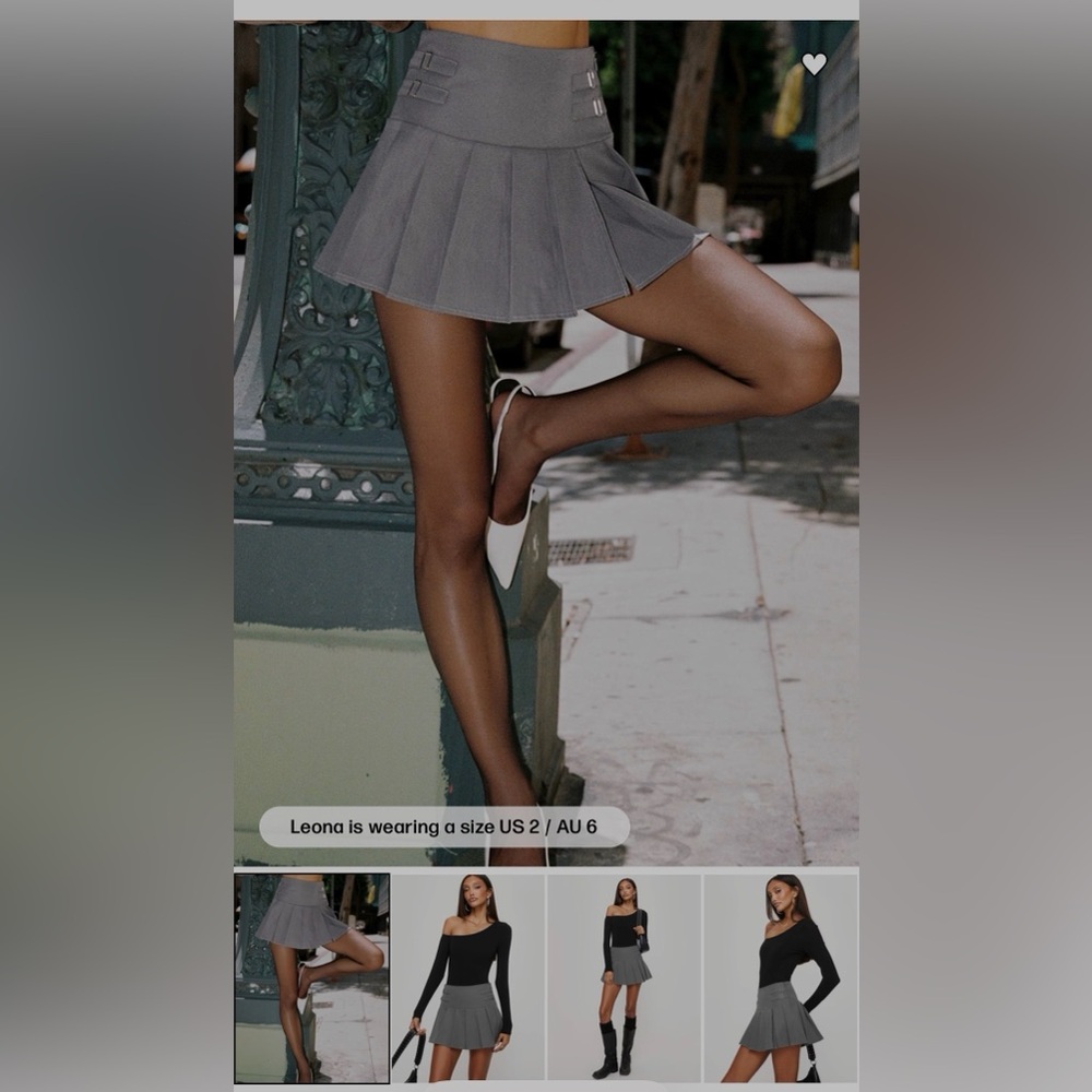 Princess Polly Gray Pleated Mini Skirt